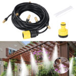 Wasser-Zerstäuber-Set mit 10-Meter-Schlauch und 10 Metalldüssen, Klicksystem Wasser-Zerstäuber-Set mit 10-Meter-Schlauch und 10 Metalldüssen, Klicksystem