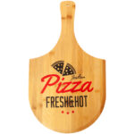 Pizzabrett aus Bambus mit Aufdruck, Pizzateller, Pizzaschieber 53,5 x 30,5 cm