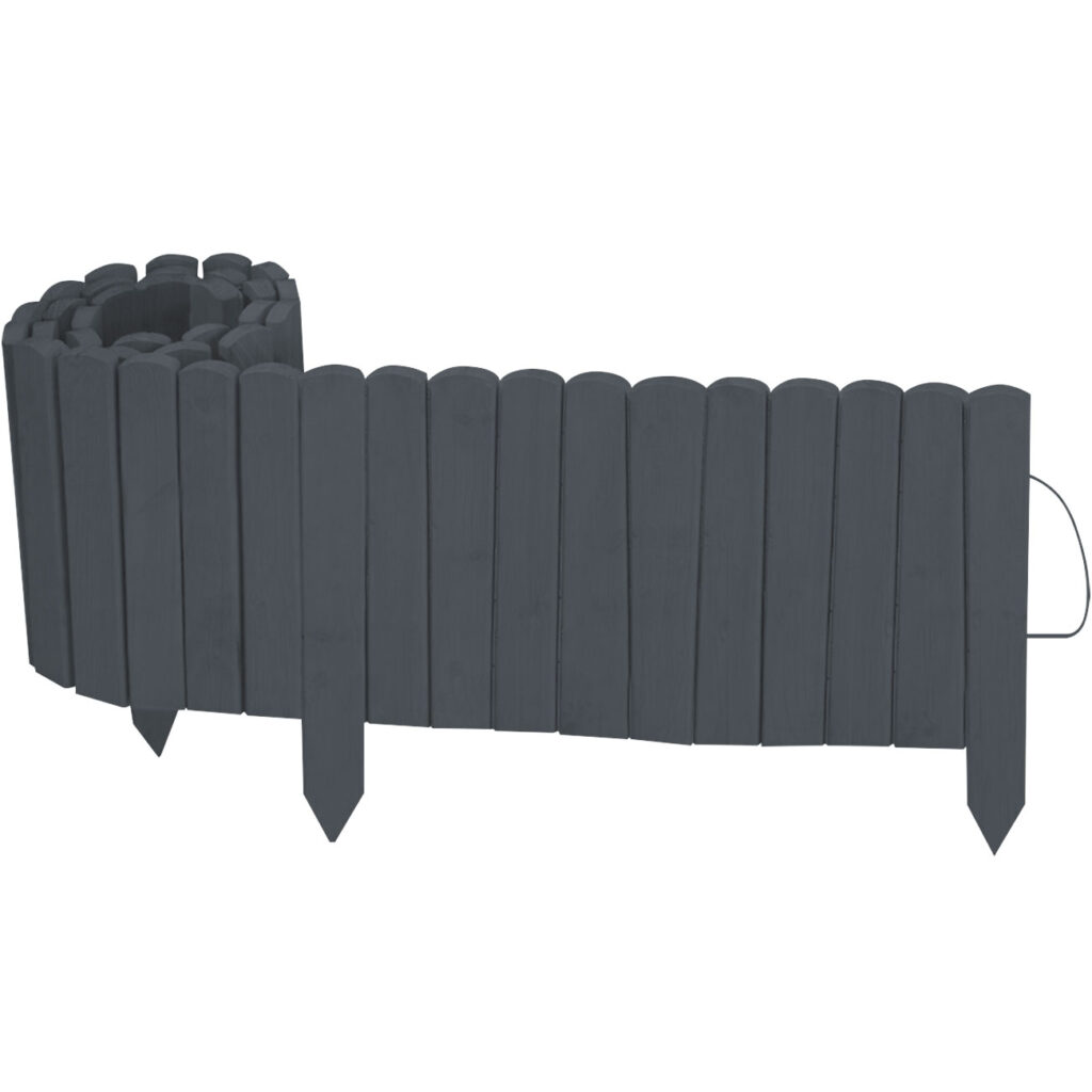 Beetumrandung aus Holz, Beeteinfassung dunkelgrau, 200 x 20/35 cm