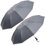 2er-Set Faltbarer Regenschirm mit LED-Taschenlampe, anthrazit