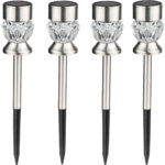 4er-Set LED Solarlampen Gartenstecker, RGB+Weiss, Ø 7 x H 36cm