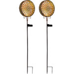 2er-Set Gartenstecker Solar Blume in Rostoptik, H 98 cm