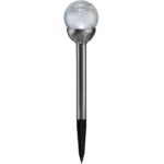 Solar-Gartenlampe mit Crackle-Effekt-Kugel & Erdspiess, weiss & bunt