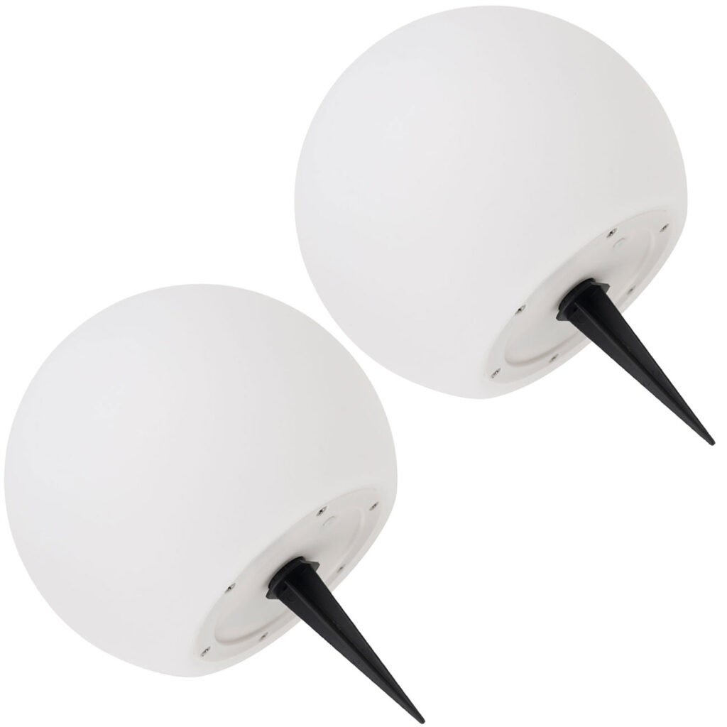 2er-Set LED-Leuchtkugel mit Fernbedienung, solarbetrieben, RGBW, 60 Lu, IP67, Ø 30 cm