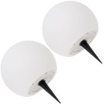 2er-Set LED-Leuchtkugel mit Fernbedienung, solarbetrieben, RGBW, 60 Lu, IP67, Ø 30 cm