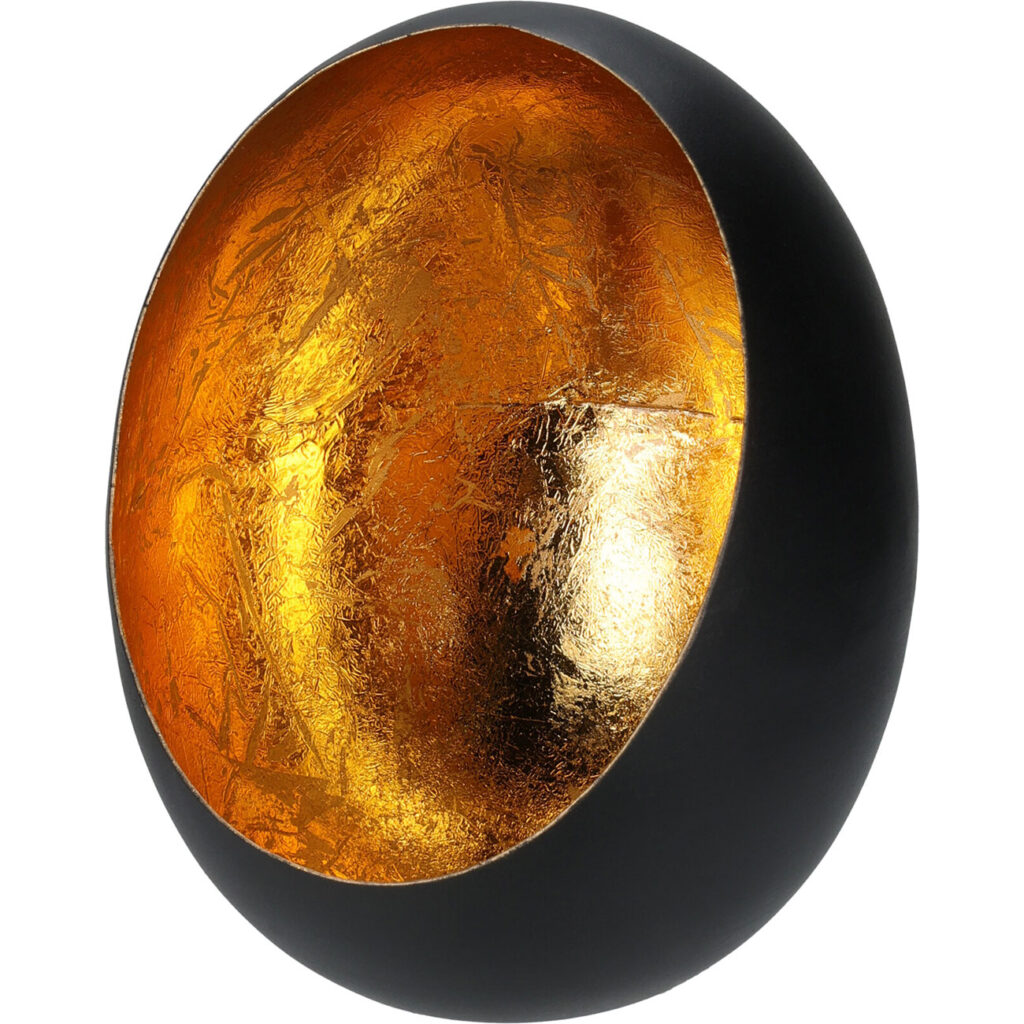 Elegantes Windlicht aus Metall für Kerzen & Teelichter, schwarz/gold Elegantes Windlicht aus Metall für Kerzen & Teelichter, schwarz/gold
