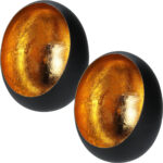 2er-Set Elegantes Windlicht aus Metall für Kerzen & Teelichter, schwarz/gold