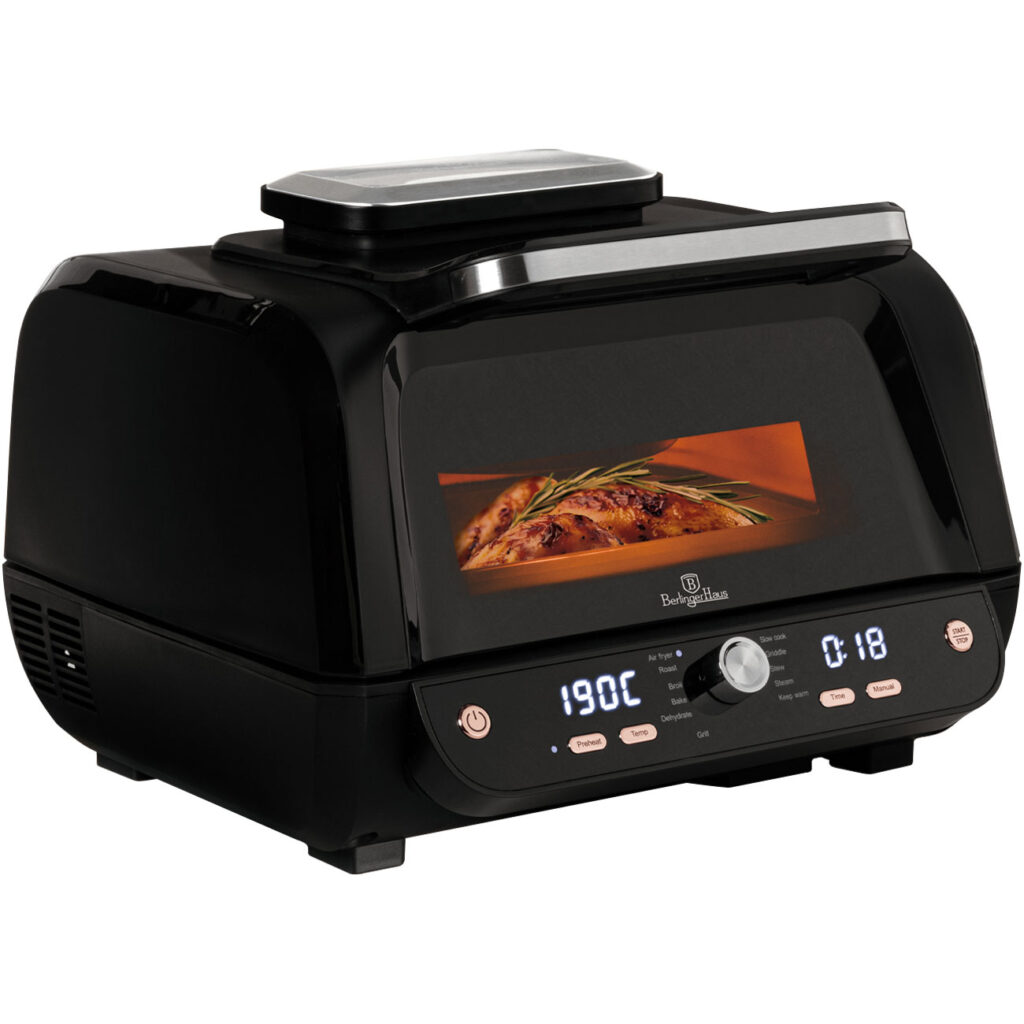 12in1 Multifunktions-Heissluftfritteuse mit Fenster, 6 Liter, matt schwarz-roségold