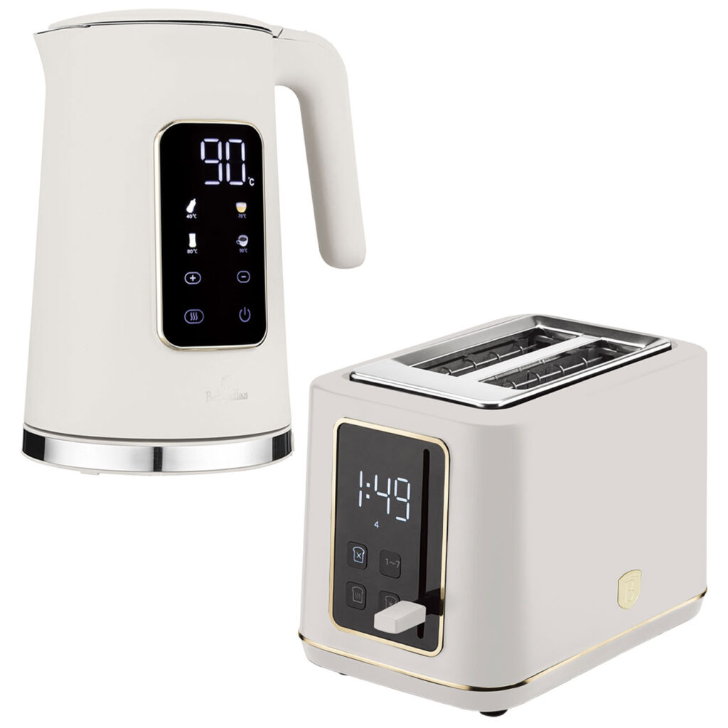 Frühstücksset: Eleganter Wasserkocher & Toaster, matt-creme Frühstücksset: Eleganter Wasserkocher & Toaster, matt-creme