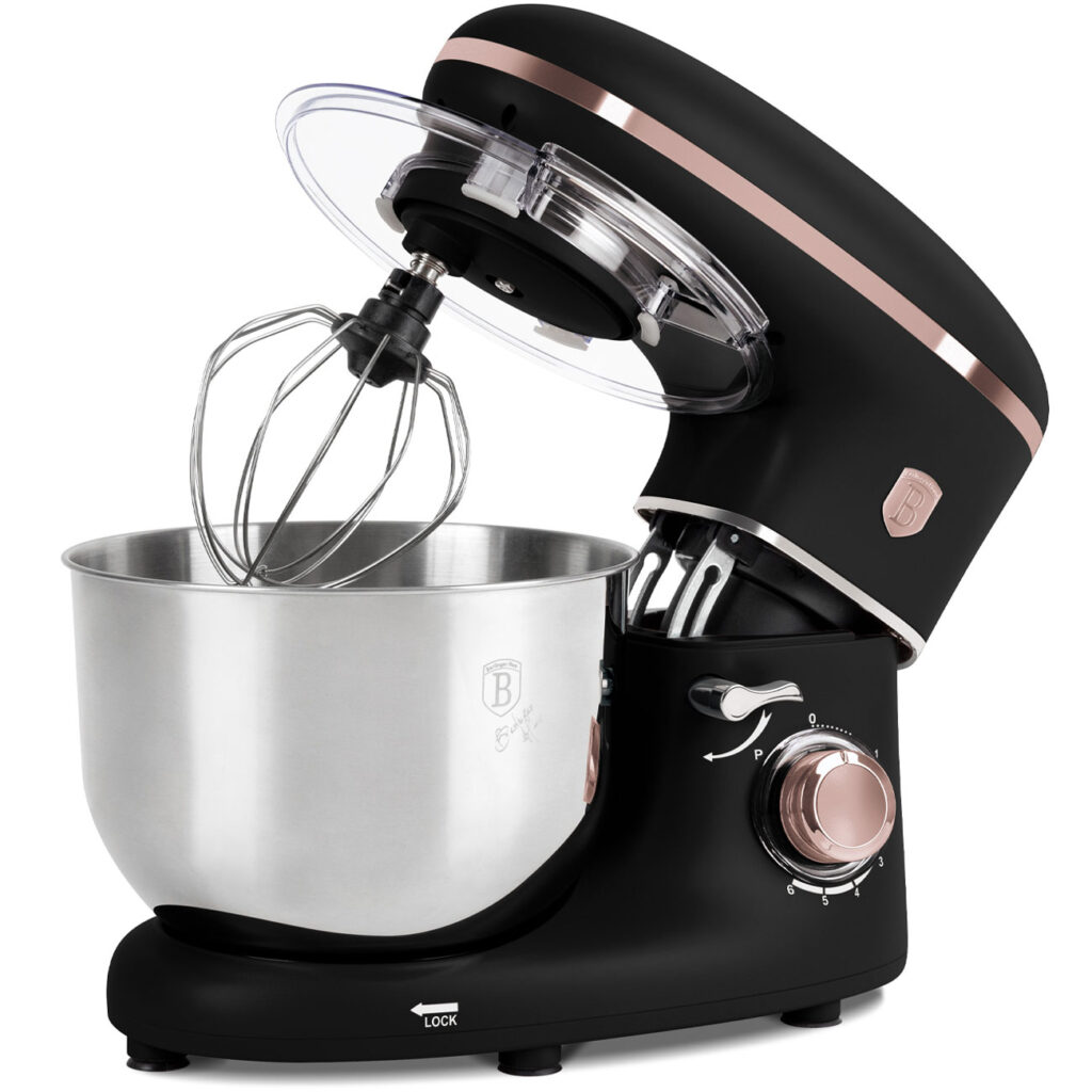 Küchenmaschine, schwarz-roségold, 6 l Edelstahl-Schüssel, 1300 W