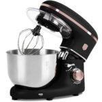 Küchenmaschine, schwarz-roségold, 6 l Edelstahl-Schüssel, 1300 W