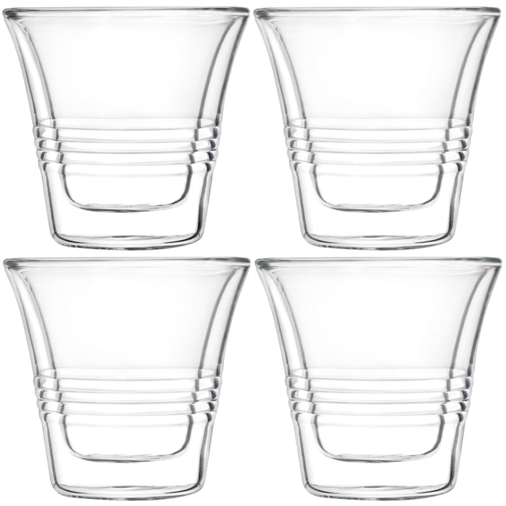 4er-Set edle Doppelwandgläser mit Riffelung, 70 ml