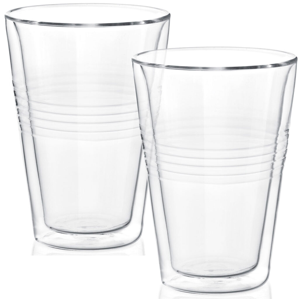 2er-Set Thermogläser mit Riffelung, doppelwandig, 300 ml