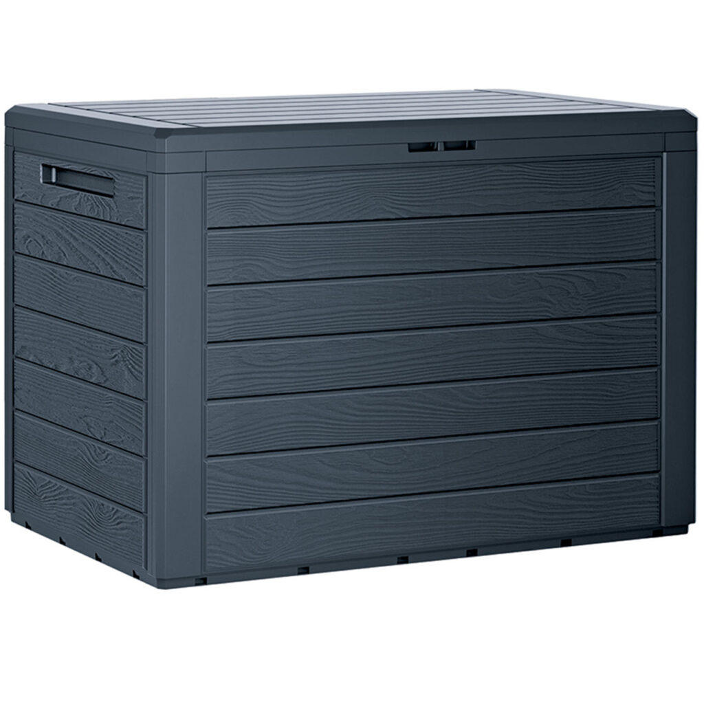 Robuste Gartenbox in Holzoptik, 43,8 x 78 x 55 cm, anthrazit Robuste Gartenbox in Holzoptik, 43,8 x 78 x 55 cm, anthrazit