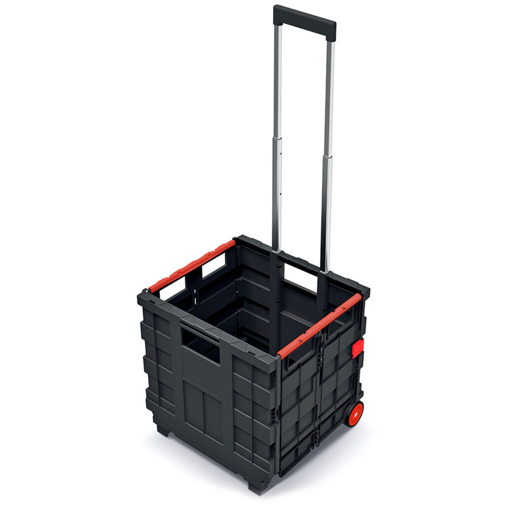 Einkaufstrolley mit Teleskopgriff, klappbar, schwarz-rot Einkaufstrolley mit Teleskopgriff, klappbar, schwarz-rot