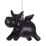 Deko Rentier aus Porzellan, schwarz, 12,5 x 6 x 9 cm