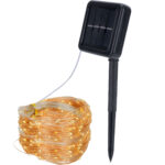 Kupferdraht Lichterkette, solarbetrieben, 22 m, 200 warmweisse LEDs, IP44