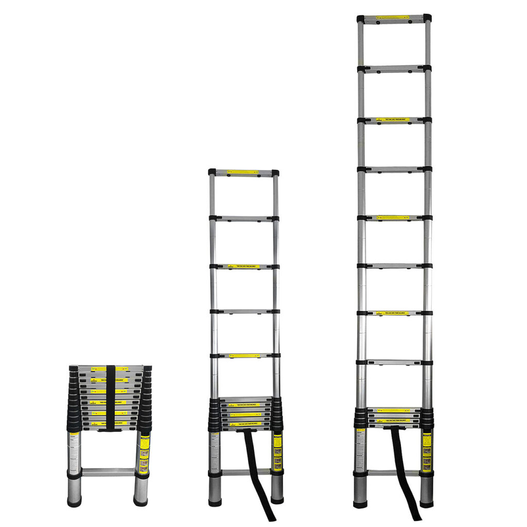 Teleskopleiter, ausziehbar bis 2,6 m, 150 kg Belastbarkeit