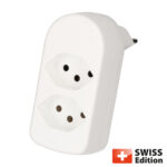 Abzweigstecker mit 2 Steckplätzen des Typs T13, drehbar, weiss
