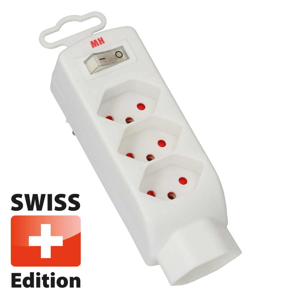 Abzweigstecker, 4 x Typ 13, 3-polig, weiss, mit Schalter Abzweigstecker, 4 x Typ 13, 3-polig, weiss, mit Schalter