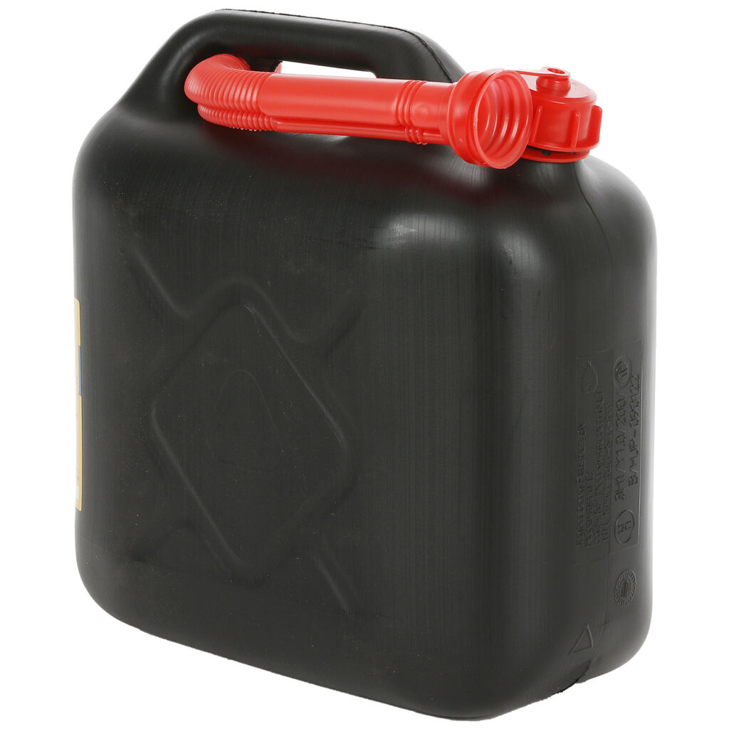 Benzinkanister 10 l, Kraftstoffkanister aus Kunststoff, mit Giessrohr