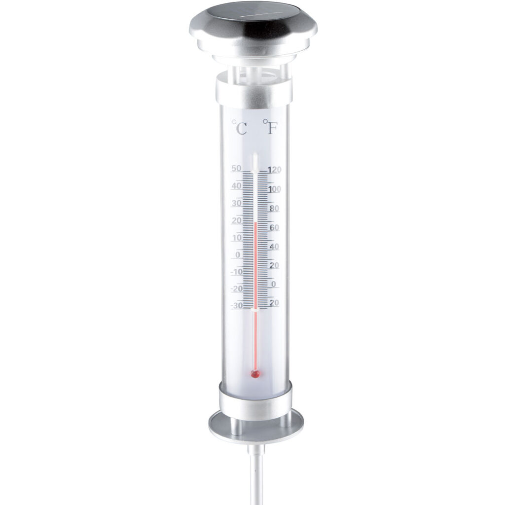 Solar LED Lampe mit Thermometer, Ø 9 x H 57 cm Solar LED Lampe mit Thermometer, Ø 9 x H 57 cm