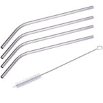 Edelstahl-Trinkhalme mit Reinigungsbürste, 4er Set, 21,5 cm