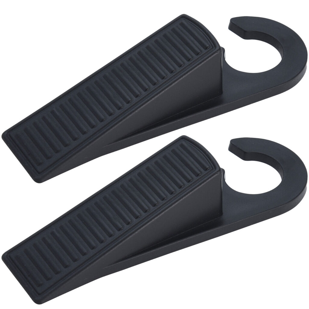 2er Set Türkeile aus Kunststoff, schwarz, Türstopper mit Haken