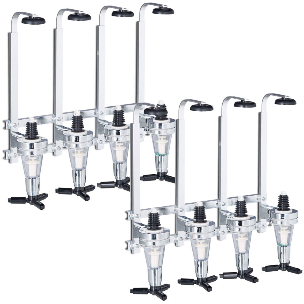 2er Set Flaschenhalter und Dosierer zur Wandmontage, Getränkespender für 4 Flaschen 2er Set Flaschenhalter und Dosierer zur Wandmontage, Getränkespender für 4 Flaschen