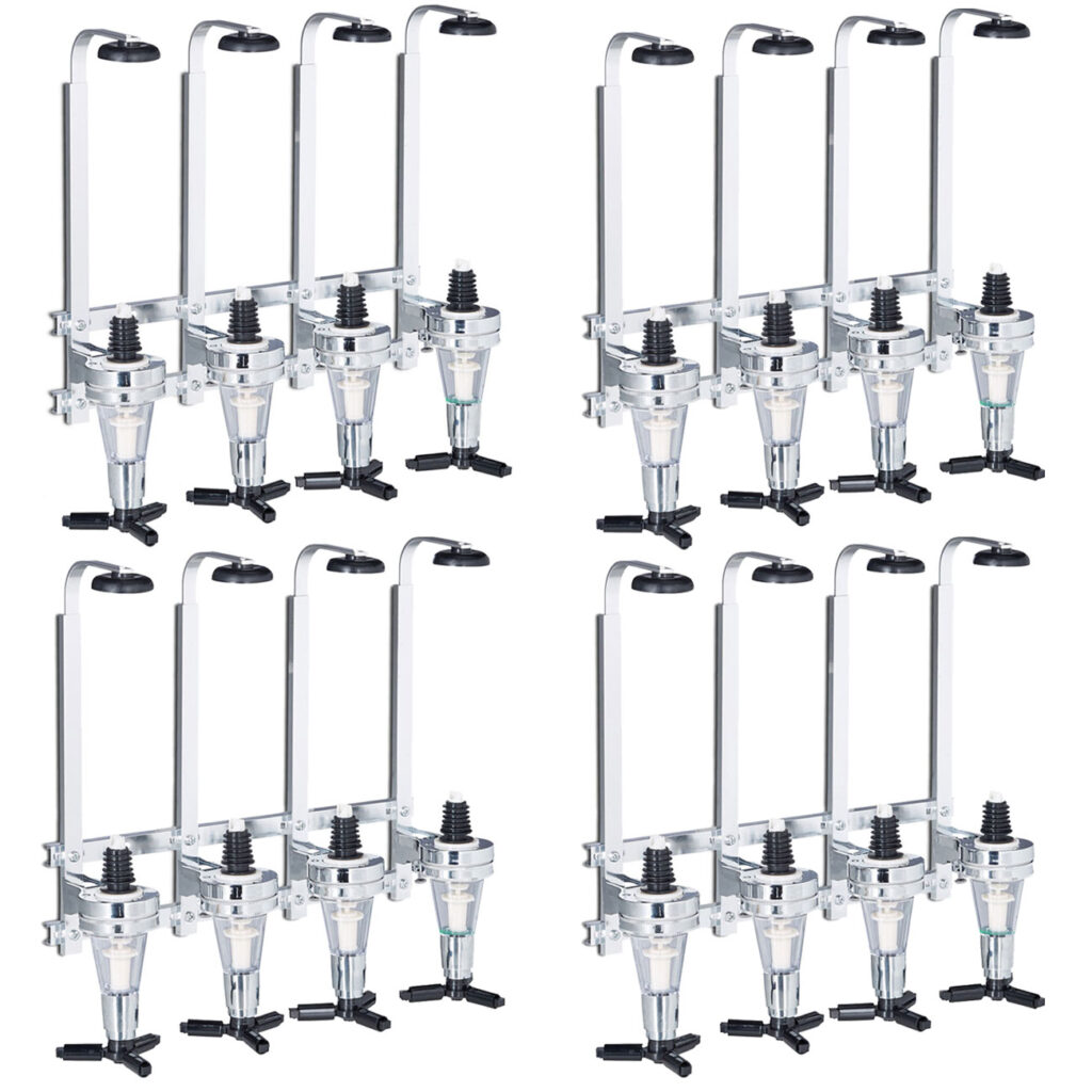 4er Set Flaschenhalter und Dosierer zur Wandmontage, Getränkespender für 4 Flaschen