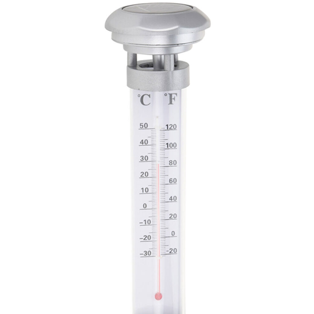 Gartenthermometer mit Solarlicht, inkl. Erdspiess, 9 x 59 cm