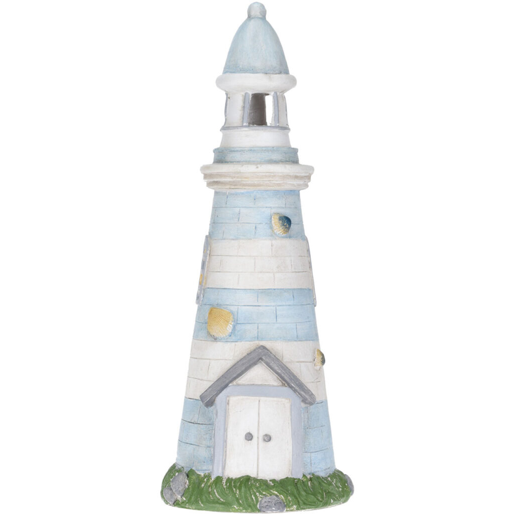 Solarlampe Leuchtturm, blau, Dekofigur Leuchtturm, für Balkon oder Garten, H 58 cm