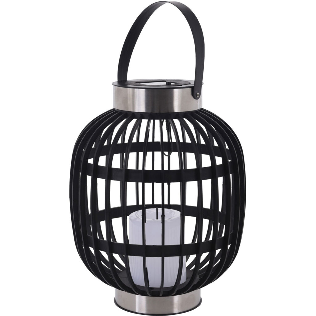 Solar-Gartenampel in Rattan-Optik, inkl. weisser LED Kerze, 23 x 23 x 30 cm