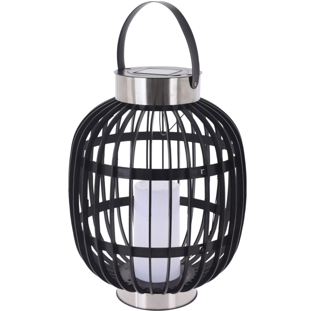 Solar-Gartenampel in Rattan-Optik, inkl. weisser LED Kerze, 35 x 45 cm