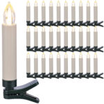 LED-Weihnachtsbaumkerzen kabellos mit Fernbedienung, 30er Set, weiss