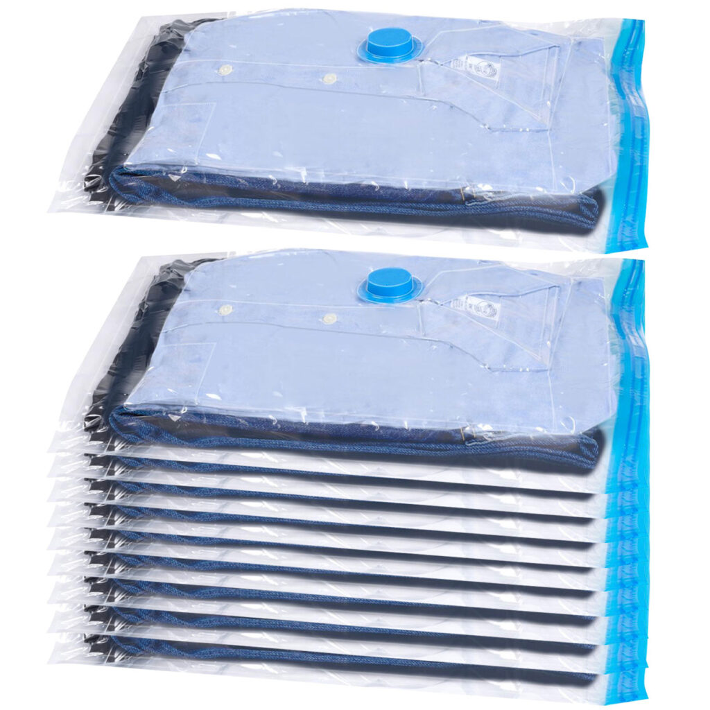 Vakuum-Beutel mit Klipp-Verschluss, 10er-Set Kunststoffbeutel Kompression, 45 x 60 cm