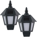 Solar-Wandlaterne mit Flammen-Effekt, 2er-Set Wandleuchte, schwarz, 19,5 x 10 x 27,5 cm