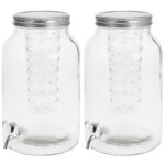 2er-Set Getränkespender aus Glas mit Einsatz und Zapfhahn, 4 Liter