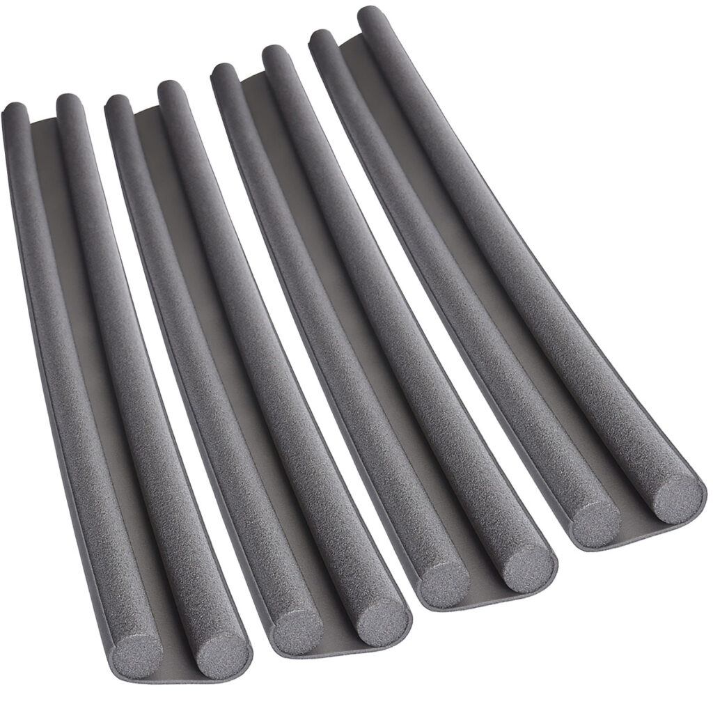 4er-Set Türbodendichtung, grau, Zugluft-Stopper für Türstärken bis 3,5 cm und 98 cm Breite