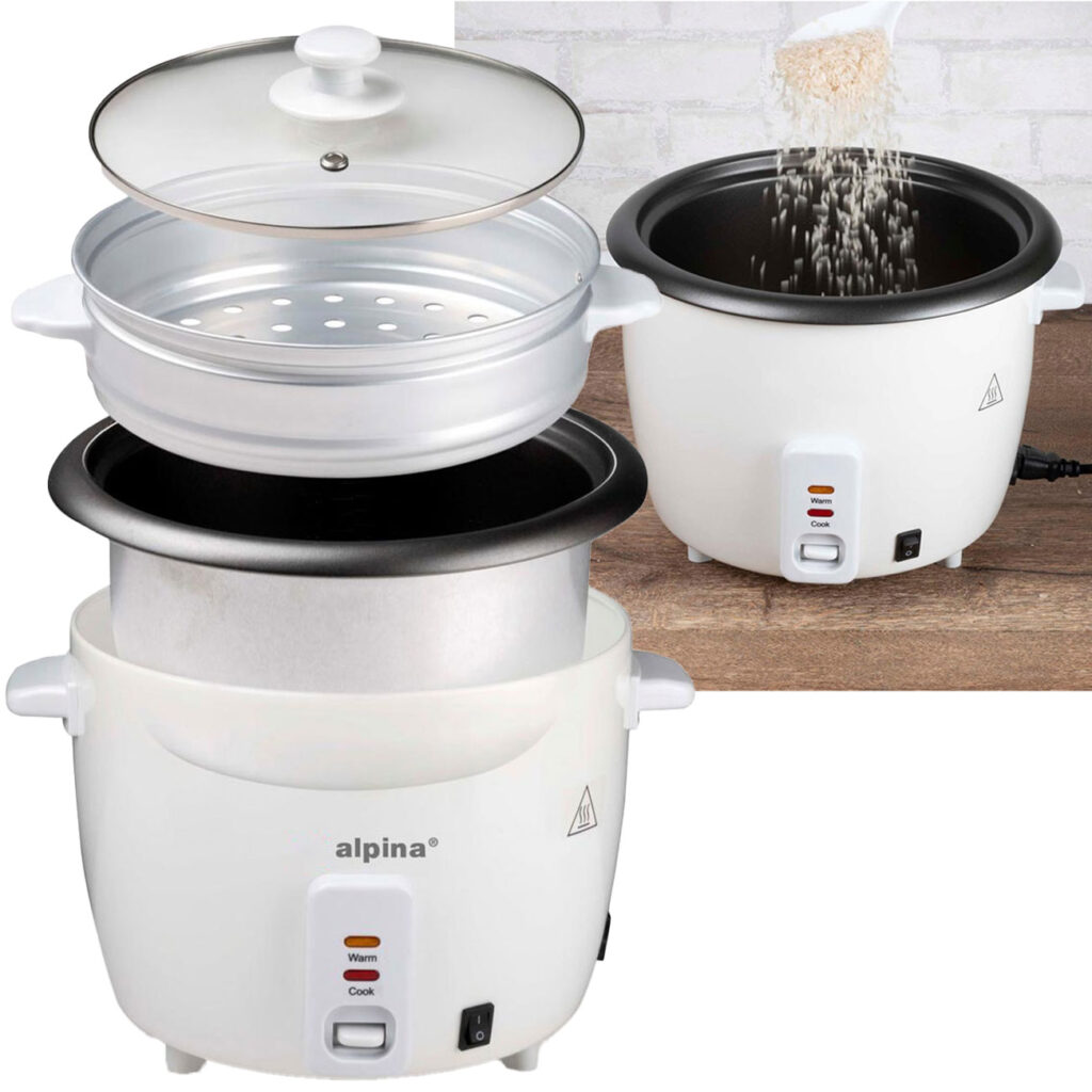 Reiskocher, mit Dampfeinsatz zum Gemüsegaren, Anti-Haftbeschichtung, 1.8 L, 700 W