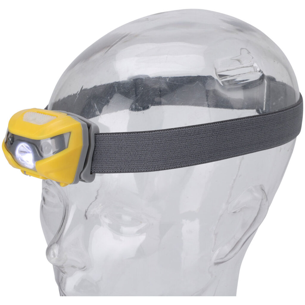 LED-Kopflampe, USB, aufladbar, Stirnlampe, grau/gelb