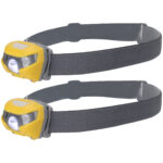 2er-Set LED-Kopflampe, USB, aufladbar, Stirnlampe, grau/gelb