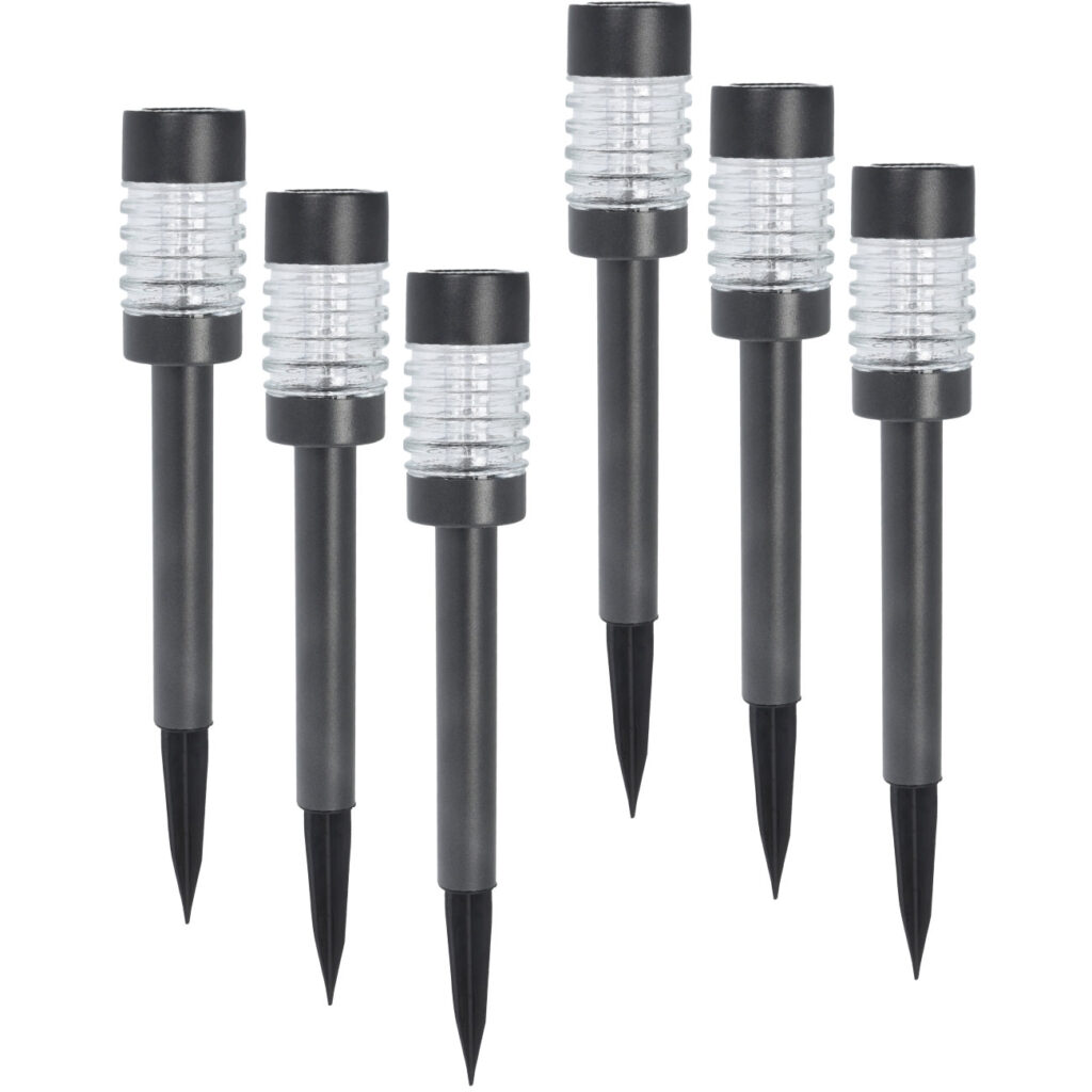 6er-Set LED-Solarleuchte mit Edelstahl, Wegeleuchten