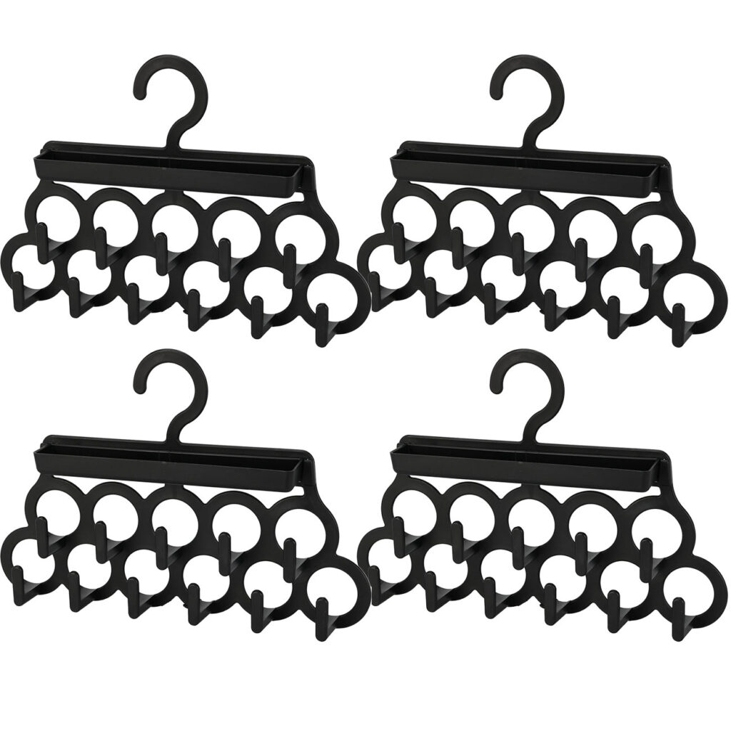 4er-Set Kleiderbügel für Kravatten und Schals, schwarz, 295 x 20 x 35 mm