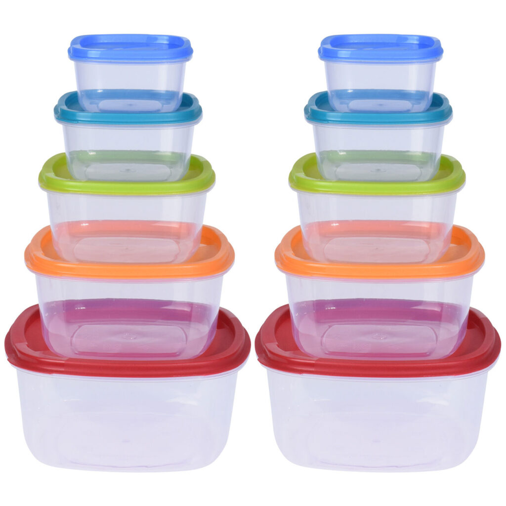 10er-Set Vorratsdosen in unterschiedlichen Grössen, mehrfarbig, mit Deckel