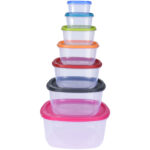7er-Set Frischhalteboxen in unterschiedlichen Grössen, mehrfarbig, mit Deckel