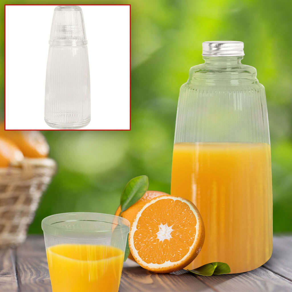 Glasflasche mit Trinkglas, 1 L