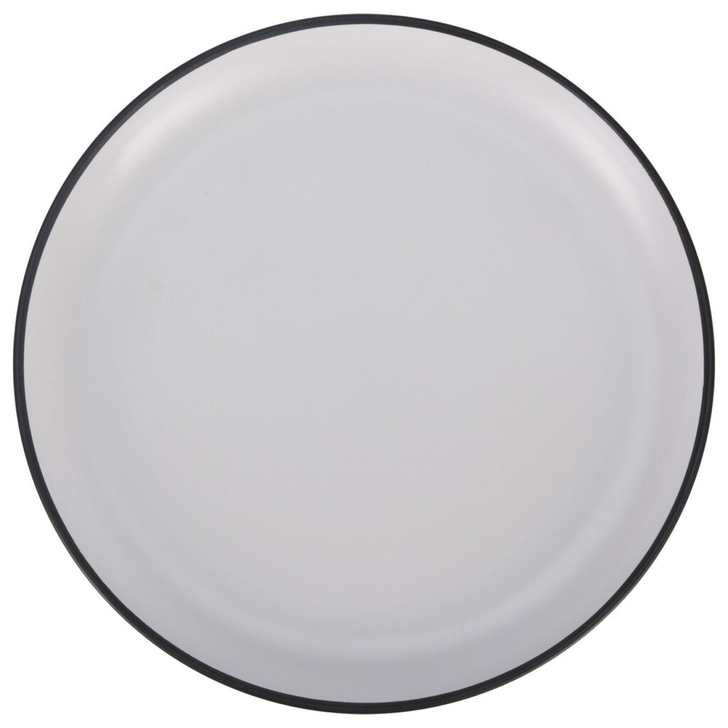 Melamin-Teller, weiss mit schwarzem Rand, Ø 21 cm Melamin-Teller, weiss mit schwarzem Rand, Ø 21 cm