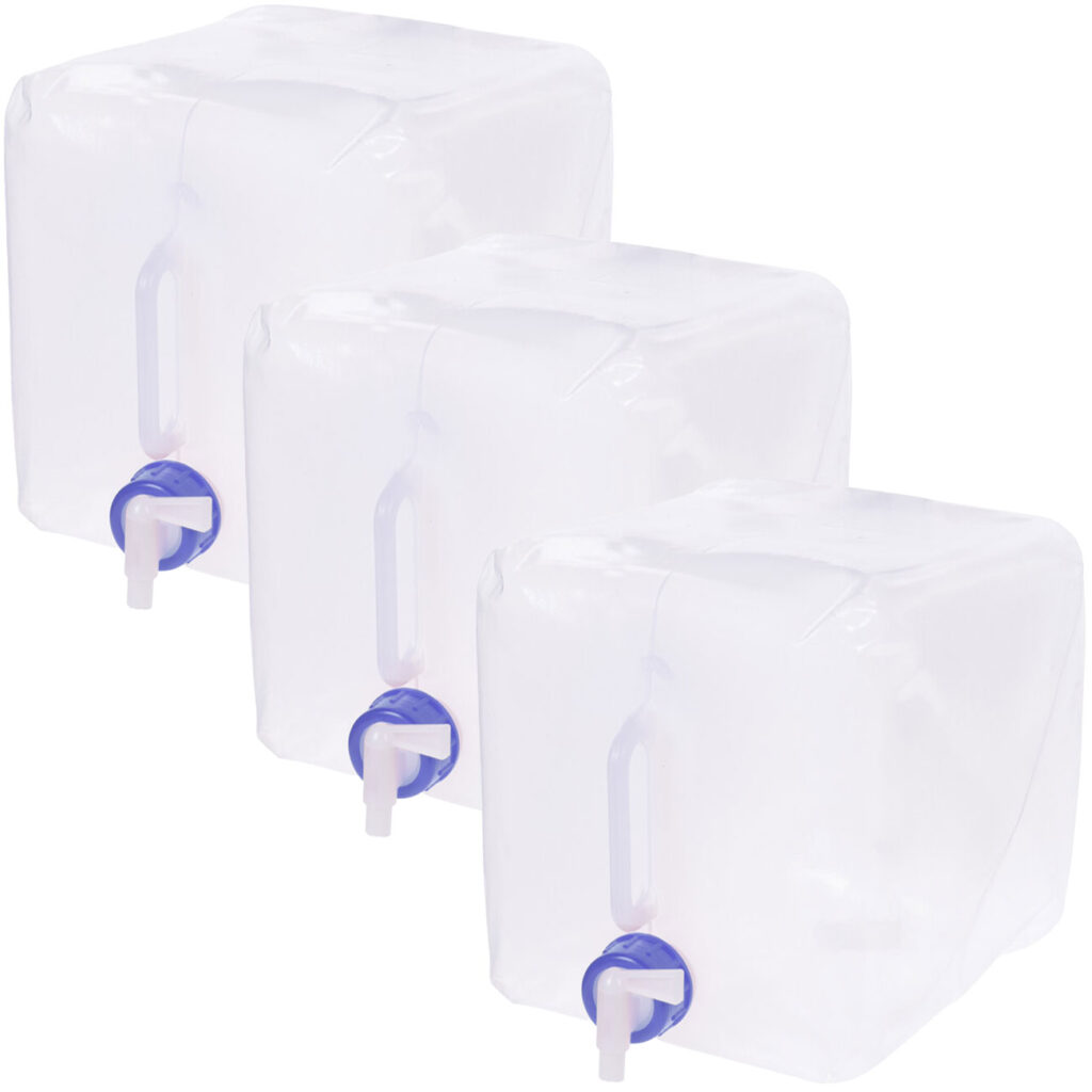 3er-Set Faltbarer Wasserkanister mit Hahn und Tragegriff, 10 Liter