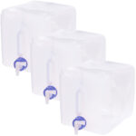 3er-Set Faltbarer Wasserkanister mit Hahn und Tragegriff, 10 Liter